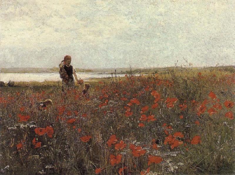 John Leslie Breck The Poppies oil painting picture